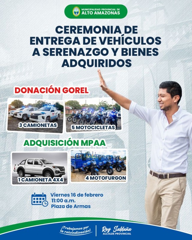 CEREMONIA DE ENTREGA DE VEH&Iacute;CULOS A SERENAZGO Y BIENES ADQUIRIDOS