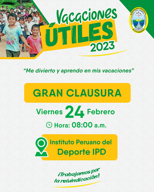 &iexcl;CLAUSURA DE VACACIONES &Uacute;TILES!