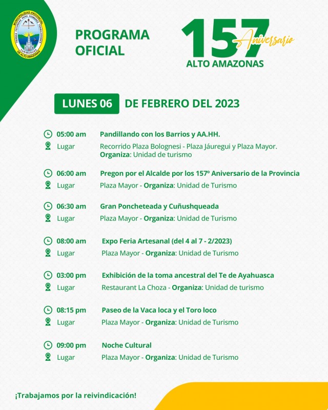 &iexcl;CONOCE LA PROGRAMACI&Oacute;N! 157 A&Ntilde;OS DE CREACI&Oacute;N POL&Iacute;TICA