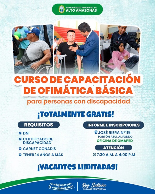 CURSO DE CAPACITACI&Oacute;N DE OFIM&Aacute;TICA B&Aacute;SICA PARA PERSONAS CON DISCAPACIDAD