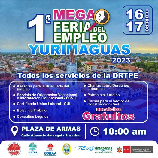 &iexcl;FERIA DEL EMPLEO - YURIMAGUAS 2023!