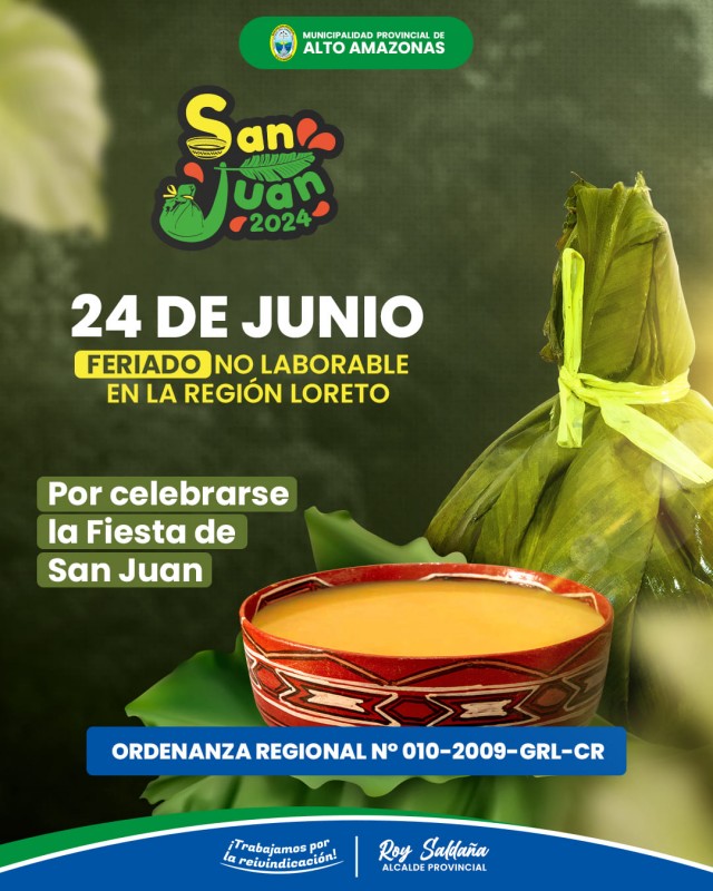 FERIADO NO LABORABLE POR LA FIESTA DE SAN JUAN