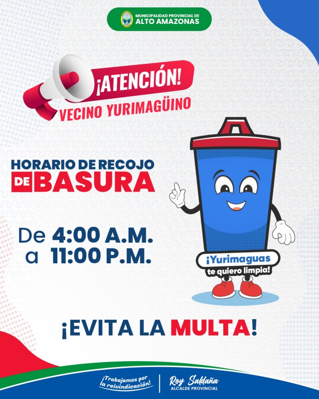 &iexcl;HORARIO DE RECOJO DE RESIDUOS S&Oacute;LIDOS!