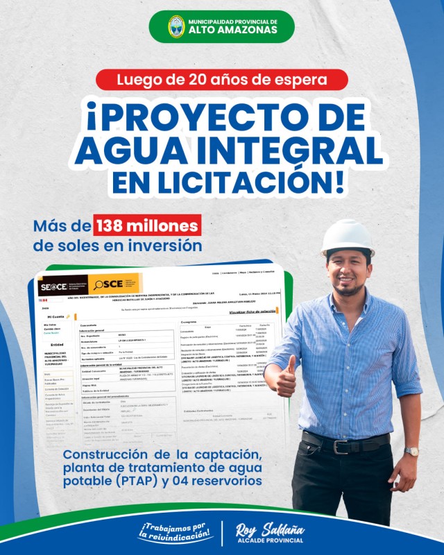 &iexcl;PROYECTO DE AGUA INTEGRAL EN LICITACI&Oacute;N!