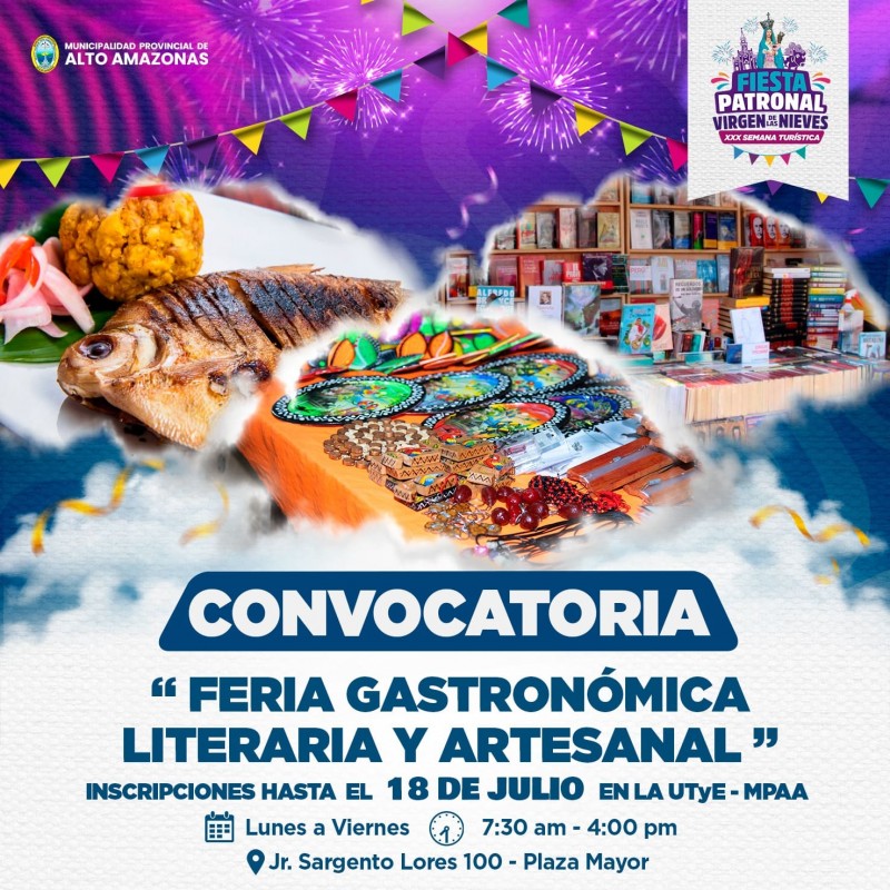 &iexcl;TE INVITAMOS A LA FERIA GASTRON&Oacute;MICA, LITERARIA Y ARTESANAL!