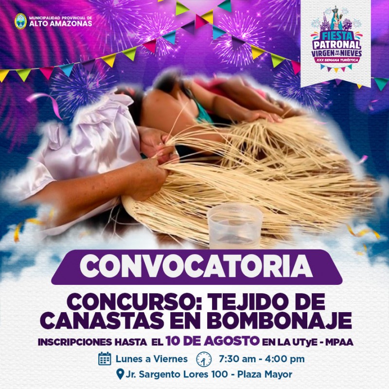 &iexcl;TE INVITAMOS AL CONCURSO &ldquo;TEJIDO DE CANASTAS EN BOMBONAJE&rdquo;!