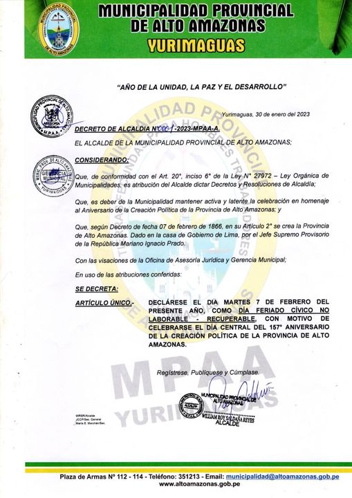 Comunicado: Declaraci&oacute;n de d&iacute;a no laborable