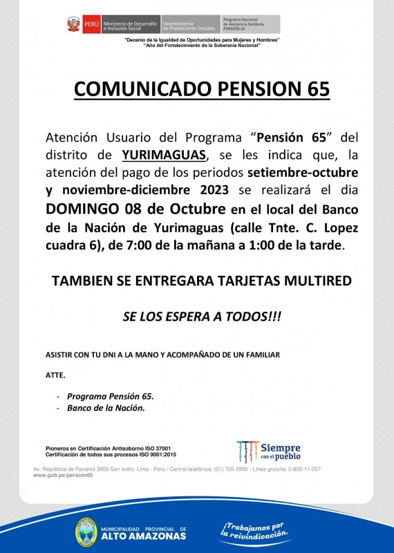 Comunicado Pensión 65