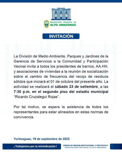 La división de Medio Ambiente, Parques y Jardines hace la siguiente invitación