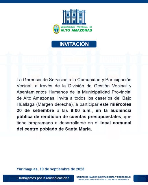 La Gerencia de Servicios a la Comunidad hace la siguiente invitación